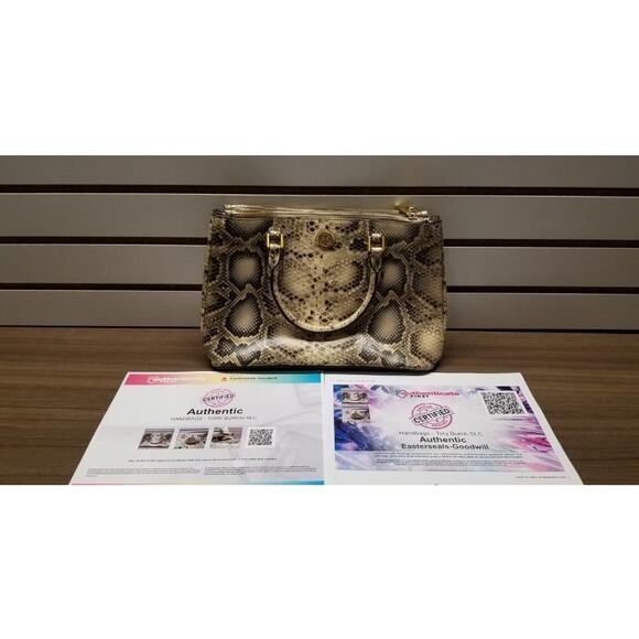 Tory Burch Robinson Mini Snake Embossed Double Zip Tote Bag - Picture 7 of 16